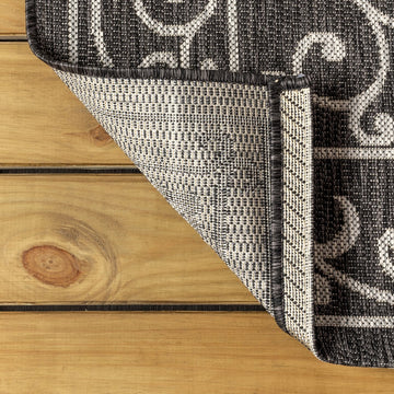 Charleston Vintage Filigree Textured Weave Indoor/outdoor Round Rug